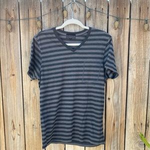 Foreign Exchange Shirt Adult size M Gray Stripes Short Sleeve Classic  Men